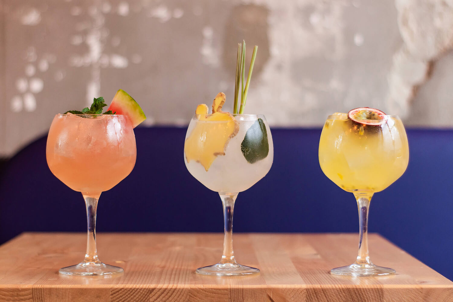 Demo photo of three cocktails